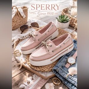 Sperry Women's Light Pink Canvas Loafers size 8 recycled memory foam